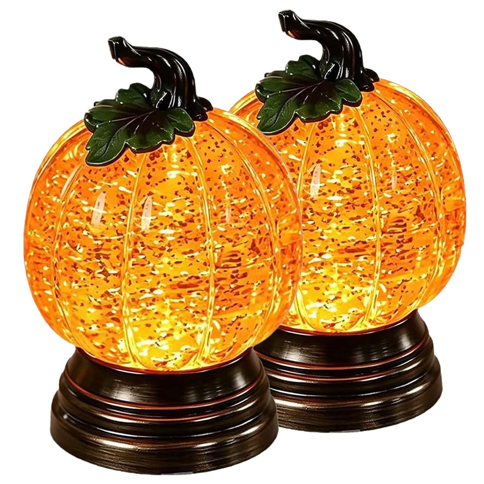 Halloween Pumpkin Snow Globe,Glitter Light Up Pumpkins Decoration