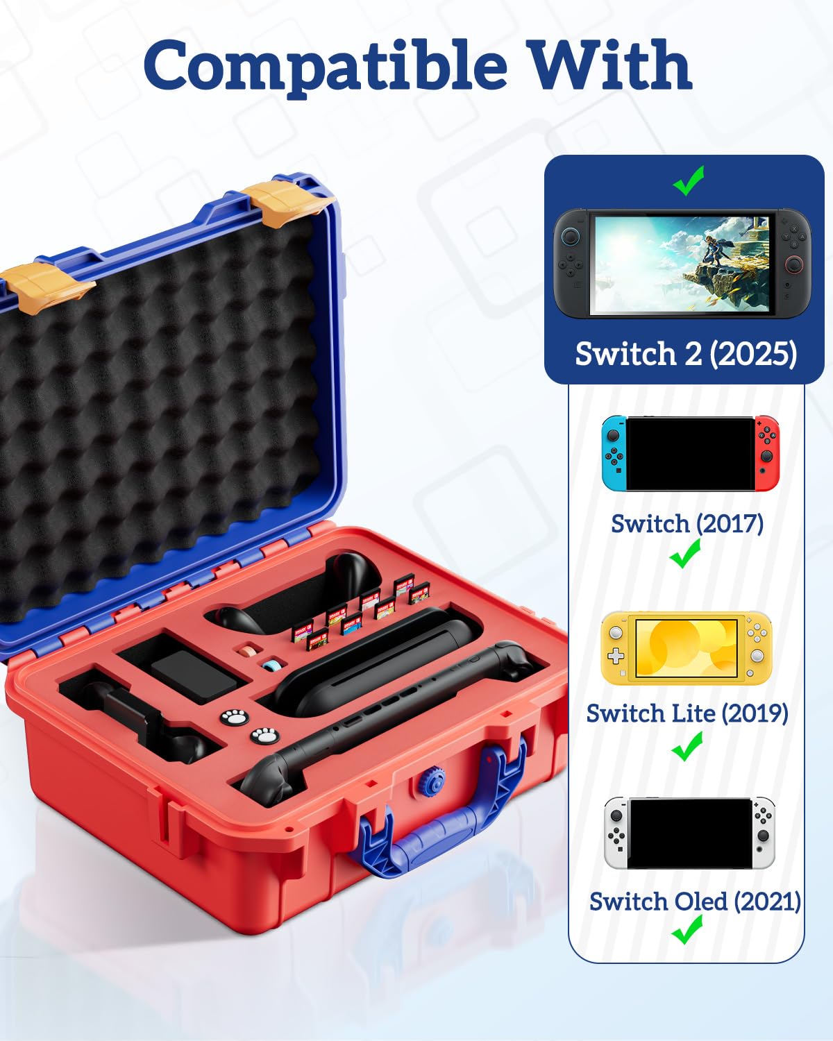 TanReginal Hard Carrying Case for Nintendoo Switch 2 , Portable Switch 2 Protective Case for Nintendoo Switch 2 Console and Accessories —?All In One Place?Classic Red-Blue?Compact Internal Structure?