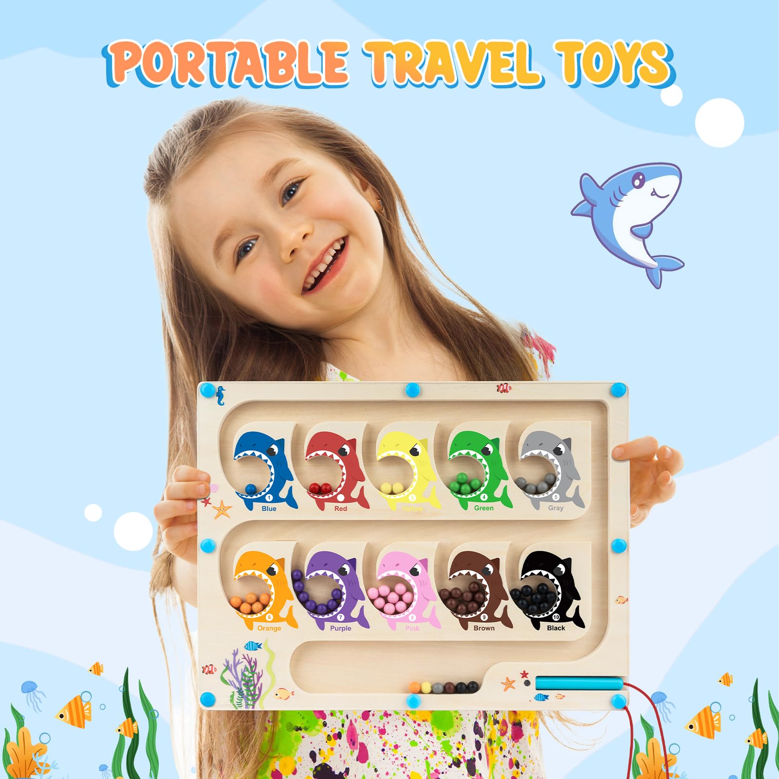 Labirinto Magnetico di Numeri Colore Giocattoli Montessori per Bambini Magneti per Ordinare i Colori Giocattoli Educativi in Legno Giochi di Conteggio e Abbinamenti per Ragazzi Ragazze 3 4 5 6 7 Anni