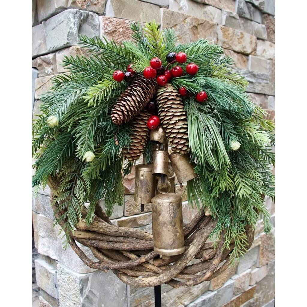 Christmas gifts Farmhouse Boże Narodzenie wieniec, sztuczna sosna i złoty dzwon wieniec frontowe drzwi, wewnętrzne dekoracje dziękczynienia na świeżym powietrzu christmas ornament decoration