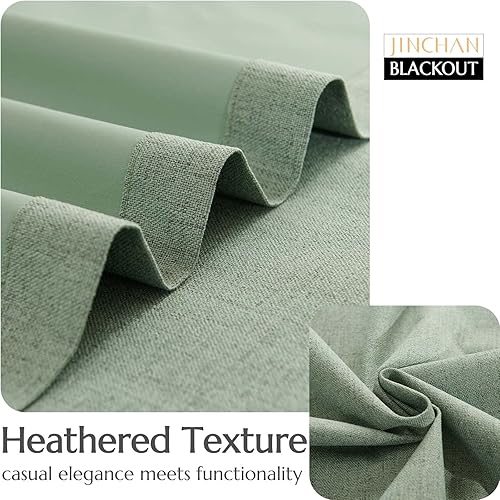 Miniatura 6 de jinchan Cortinas 100% opacas para dormitorio, cortinas texturizadas de lino de 96 pulgadas de largo, juego de 2 paneles de cortinas con aislamiento