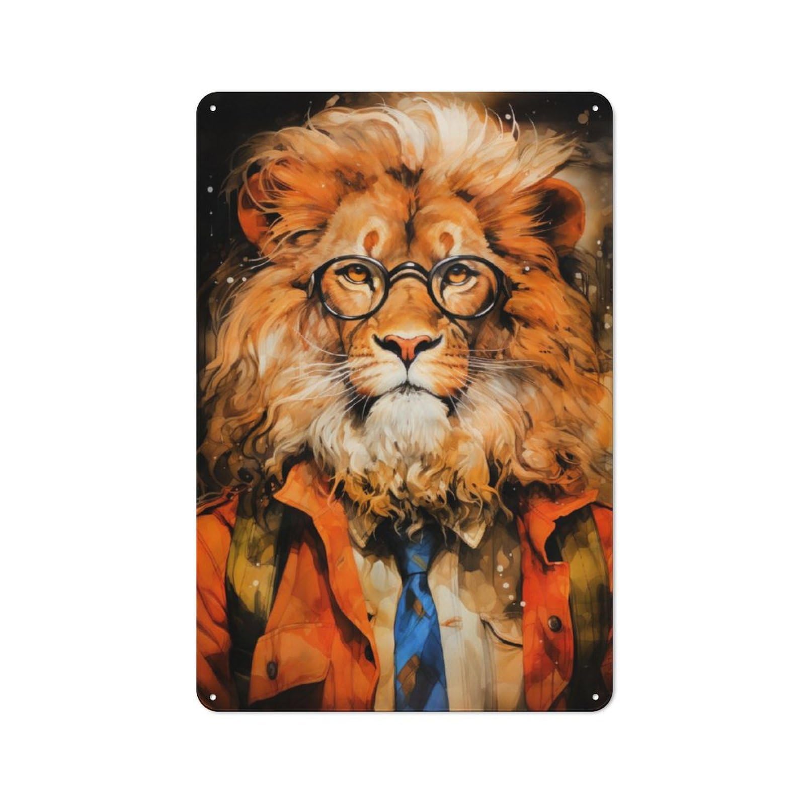 Junmoney Animal Lion Tin Wall Plaque 30X20cm With For Garage Wall, For Collectors Of Retro Metal Wall Decor
