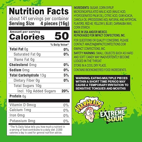 Miniatura 8 de Warheads Extreme Sour Hard Candy Surtido sabores mezcla regular 2 libras