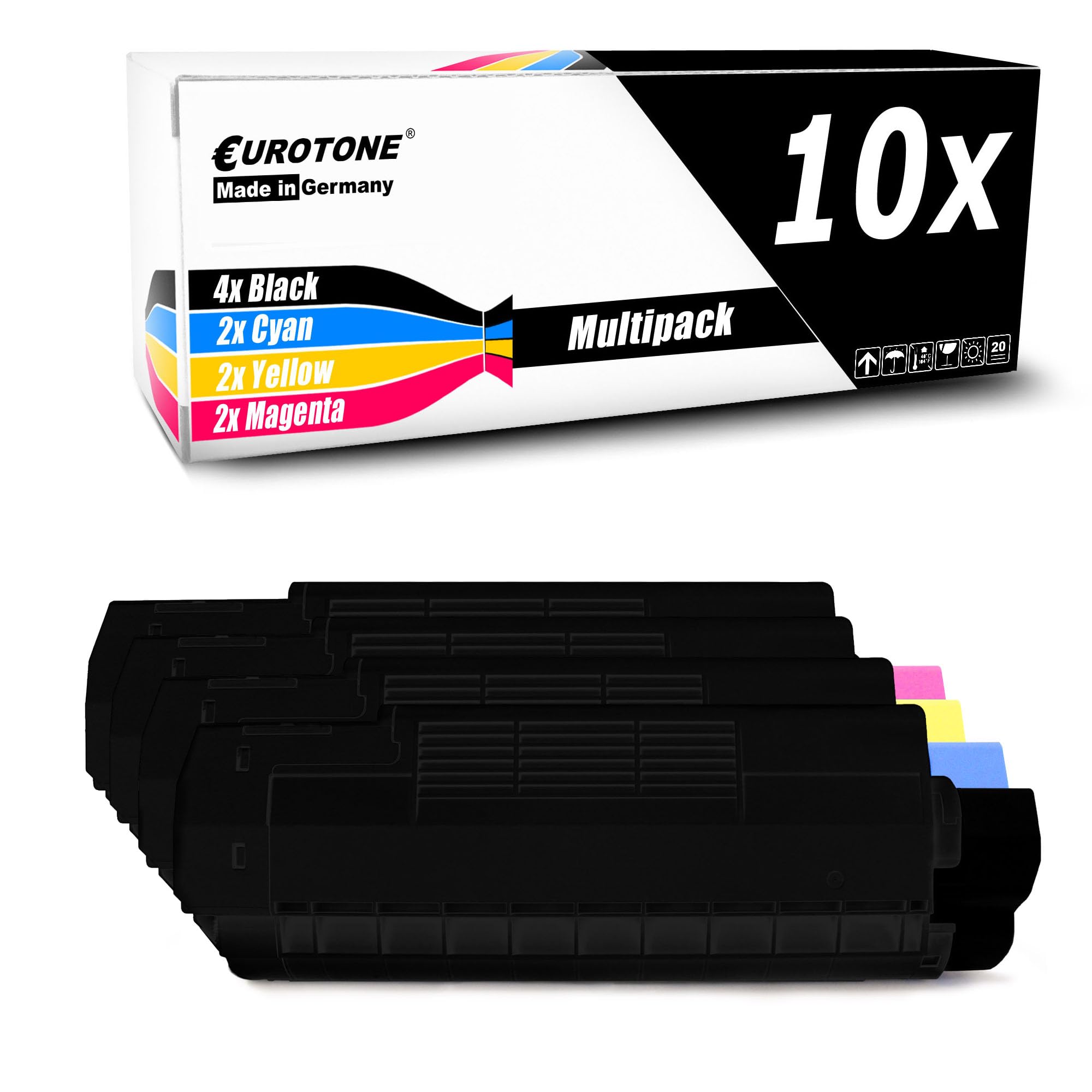 Eurotone Toner w zestawie 10x toner kompatybilny jako zamiennik do Oki C5100 C5150 C5200 C5300 C5400 zastępuje 42127405-08