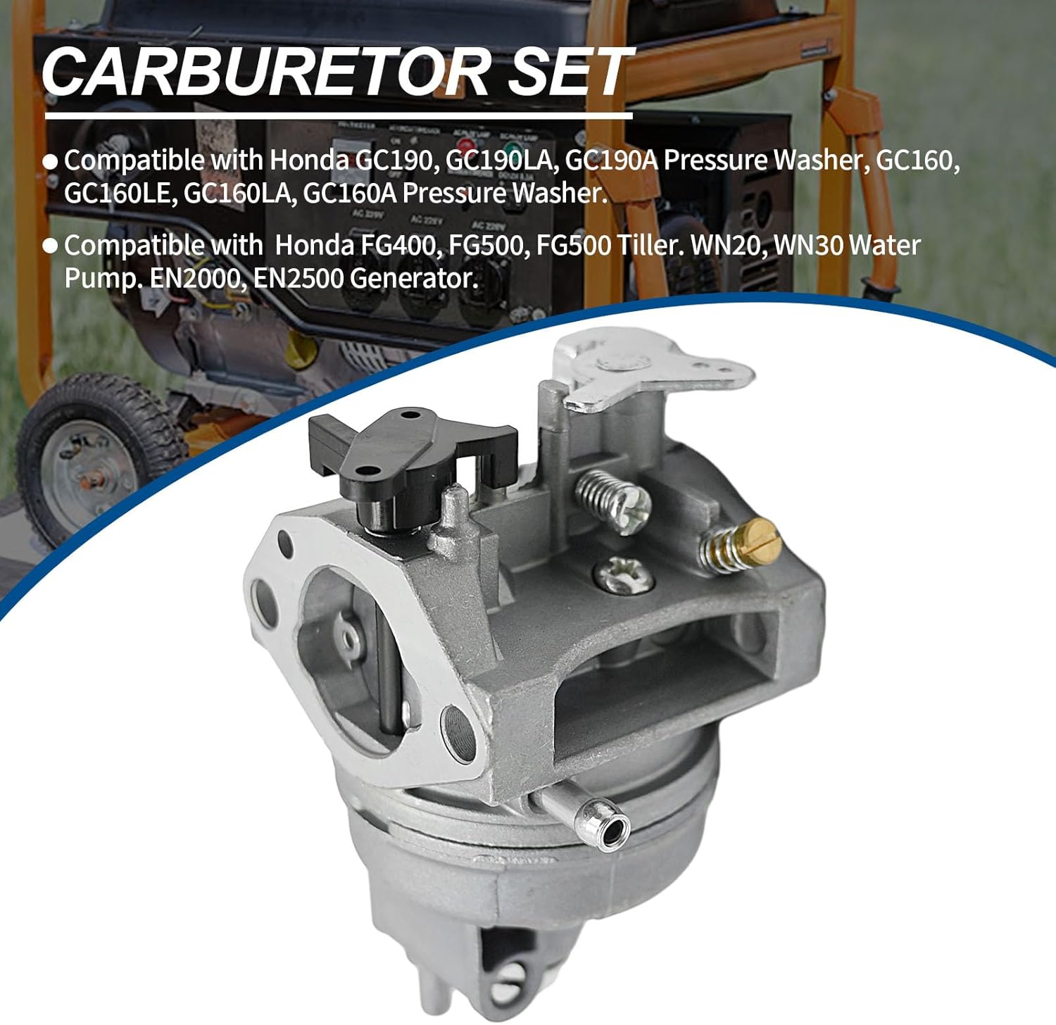 Anxingo 16100-Z1A-802 Carburetor with Pressure Washer Nozzle Kit Replacement for Honda GC190 GC190A GC190LA Engine, Replaces 16100-Z1A-801 16100-Z0J-013 BB61K B