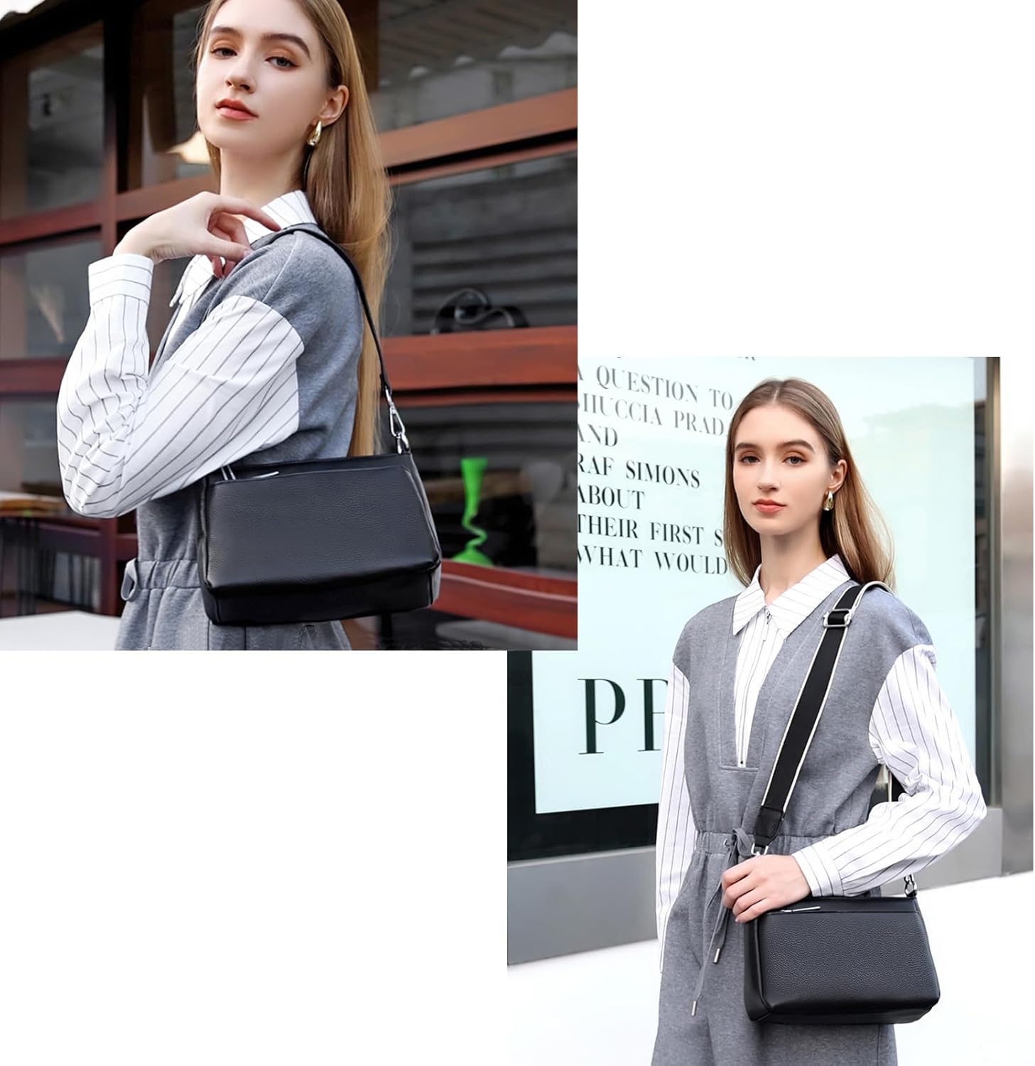 Sursee Genuine Leather Hobo Bag for Women Crossbody Shoulder Purses with Dual Straps - Image 2