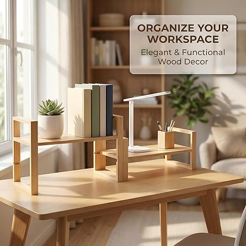 Miniatura 4 de Estante organizador de escritorio, no necesita montaje, soporta 130 libras para organizadores de escritorio y accesorios, estantería de esquina para