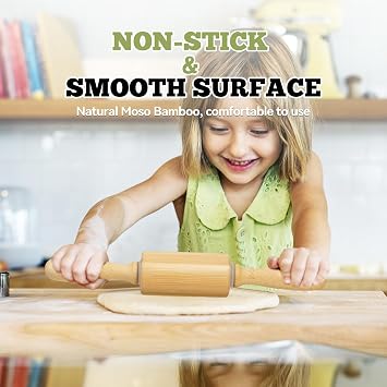 10 inch Wooden Rolling Pin for Baking - Long Dough Roller for All Baking Needs