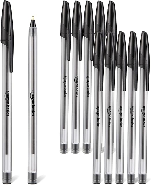 Amazon Basics Ballpoint Pens, 1.0mm, Black, 12 Pack