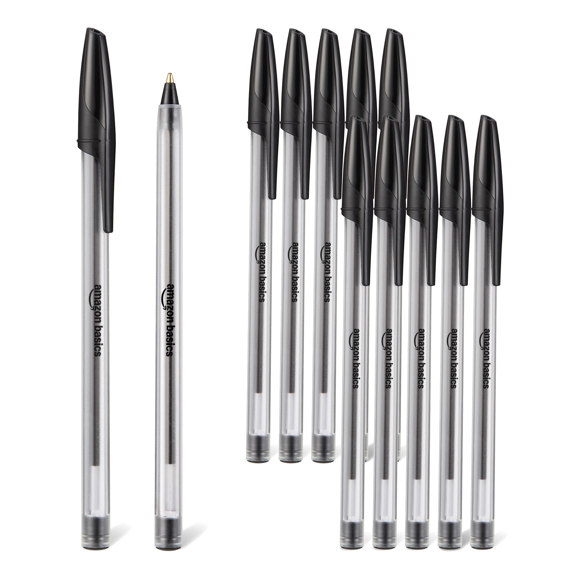Amazon Basics Kugelschreiber-Set, Heimbüro, Schule, 1,0mm, Schwarz, 12er-Pack