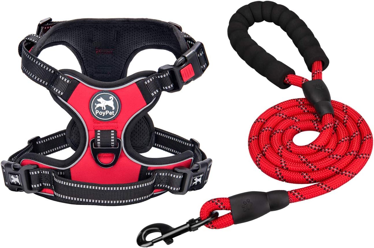 PoyPet Dog Harness and Leash Combo, Escape Proof No Pull Vest Harness