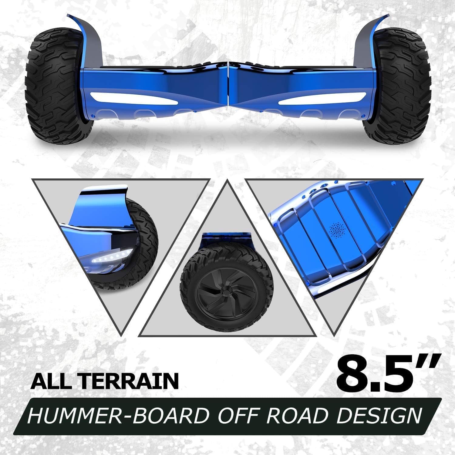 GeekMe Hoverboards mit sitz,8.5" All-Terrain mit leistungsstarkem Motor APP Bluetooth eingebaut + Hoverkart Zubehör für Hoverboards