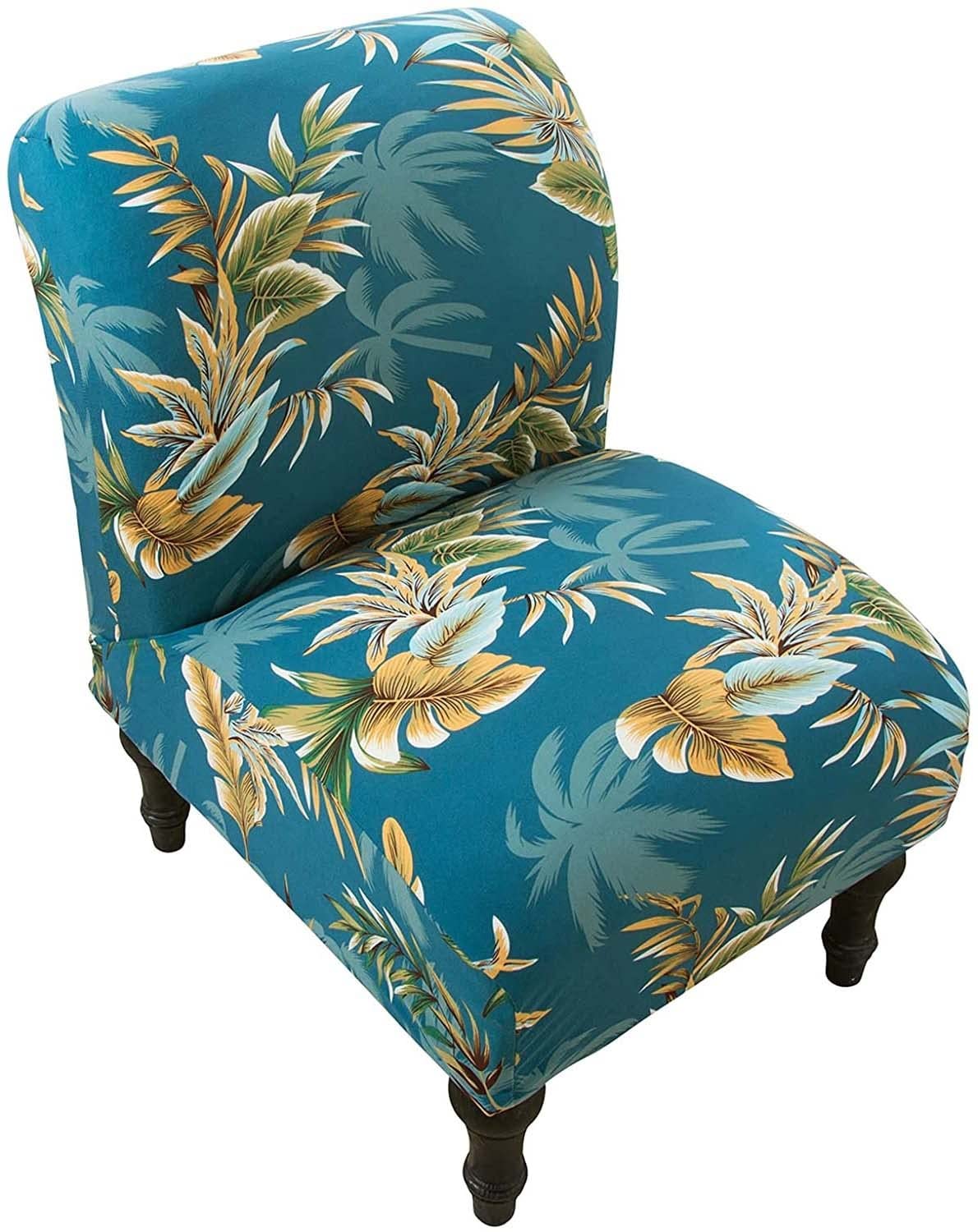 AQIGR Armless Accent Chair Cover Stretch Armless Slipper Chair Slipcover Soft Spandex/Velvet Fabric Armless Chair Cover Slipcover Furniture Protector for Living Room Hotel (Color : #1, Size : 1PC)