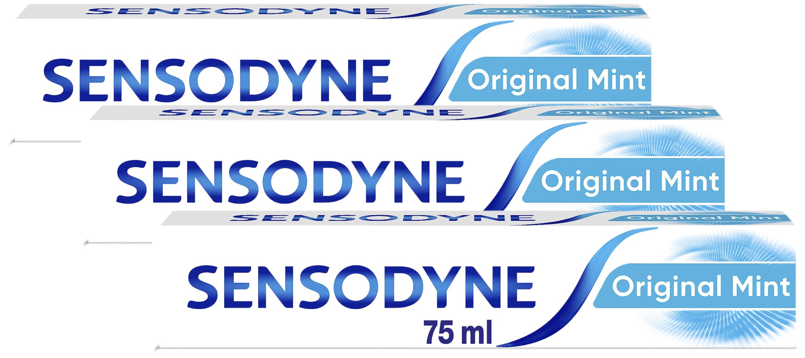 Sensitive Toothpaste, Daily Care Original Mint Flavour, Pack of 3 x 75 ml