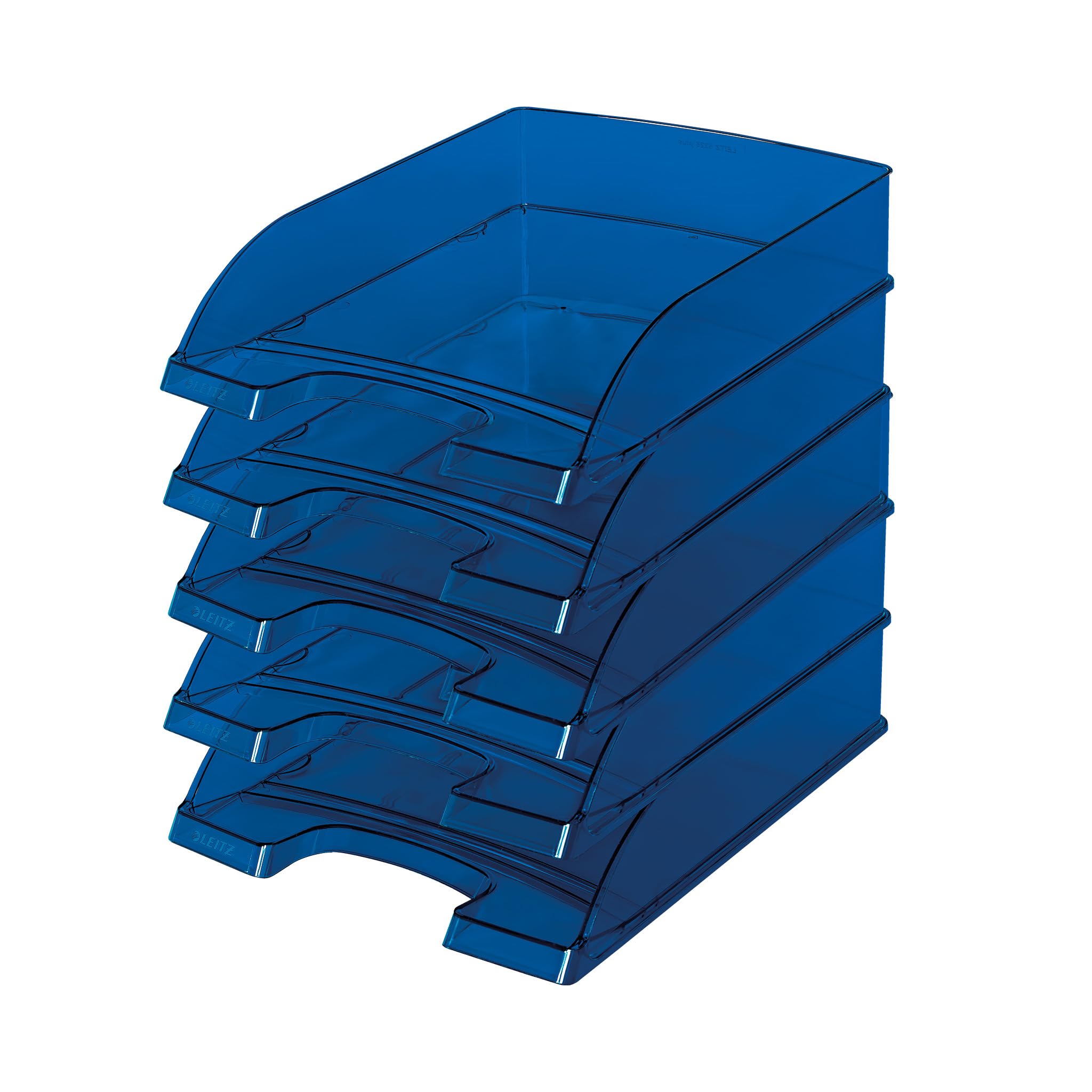 Leitz 52260039 Letter Tray Transparent Plus A4 Polystyrene Dark Blue Pack of 5