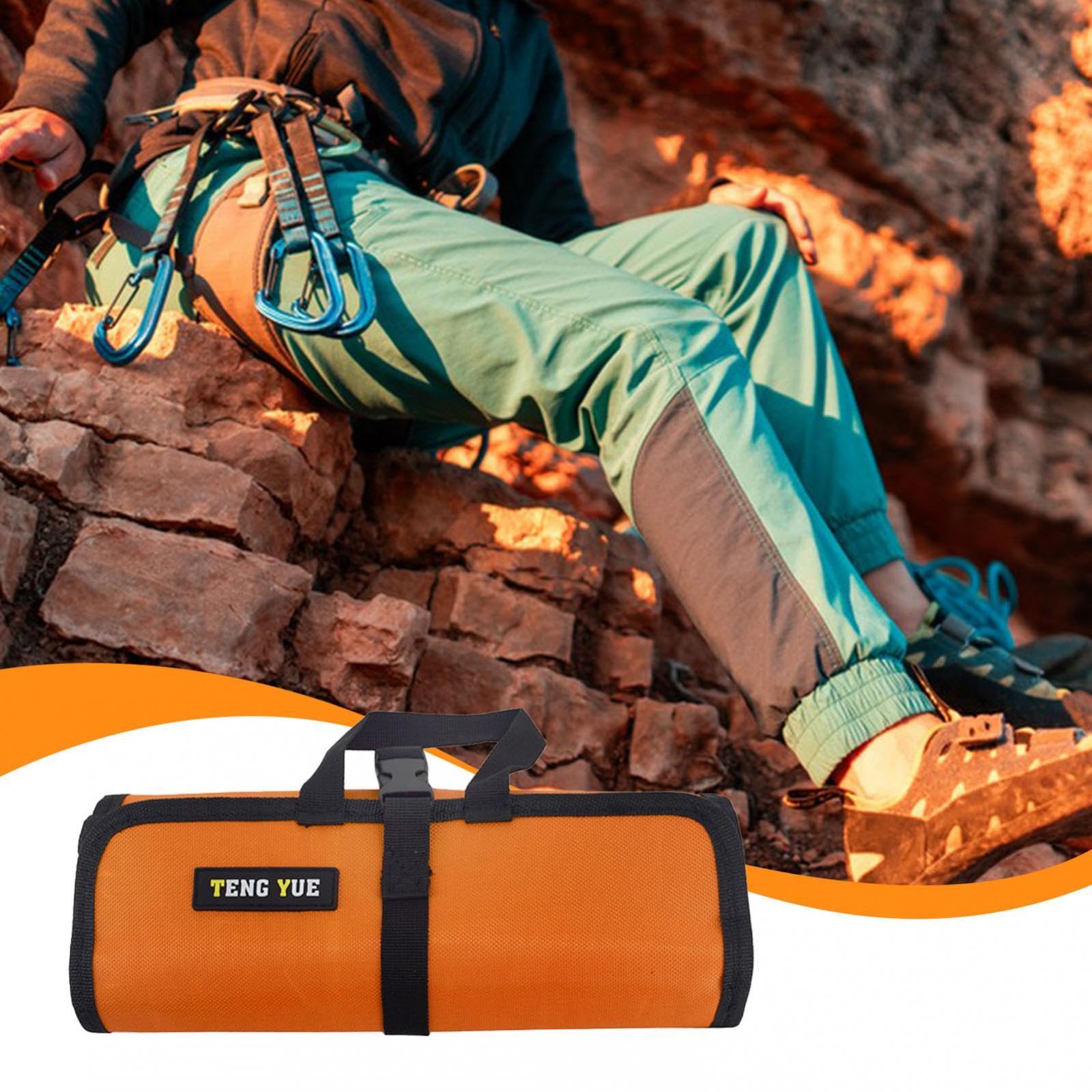 LOVIVER Borsa da Arrampicata con rinvio, Borsa portaoggetti sospesa, Porta Attrezzi da Arrampicata, da Viaggio, Orangina