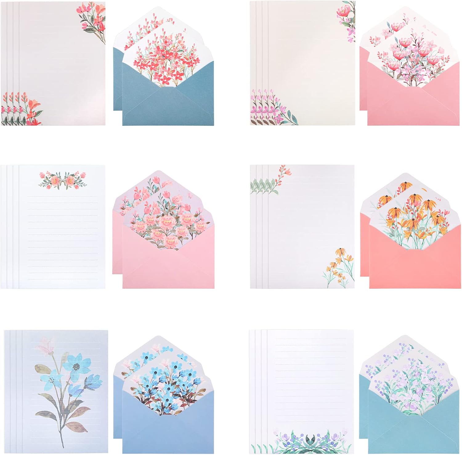 Writing Paper and Envelopes Set, 24 Pcs Stationery Papers with 12 PCS