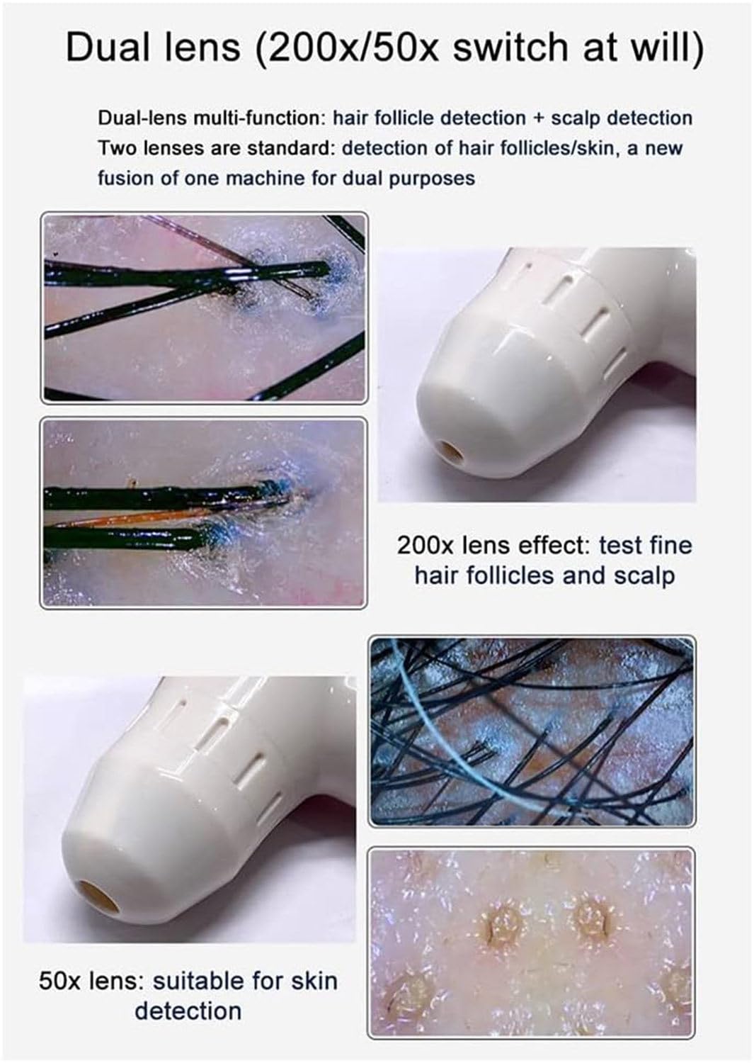 Microscopio Digitale dell'analizzatore della Pelle dei Capelli del rivelatore del Cuoio capelluto per Il Test del follicolo pilifero e Lente d'Ingrandimento dell'analisi della Pelle
