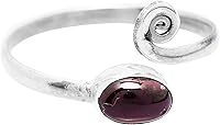 Vista 1 de Anillo de plata de ley granate ajustable en espiral para nudillos y dedos del pie, Plata de ley, plata, Granate