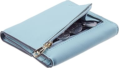 Travelambo RFID Blocking Small Mini Compact Wallet Coin Pouch Holder Trifold Credit Card Holder Pocket Purse for Women (Napa Blue)