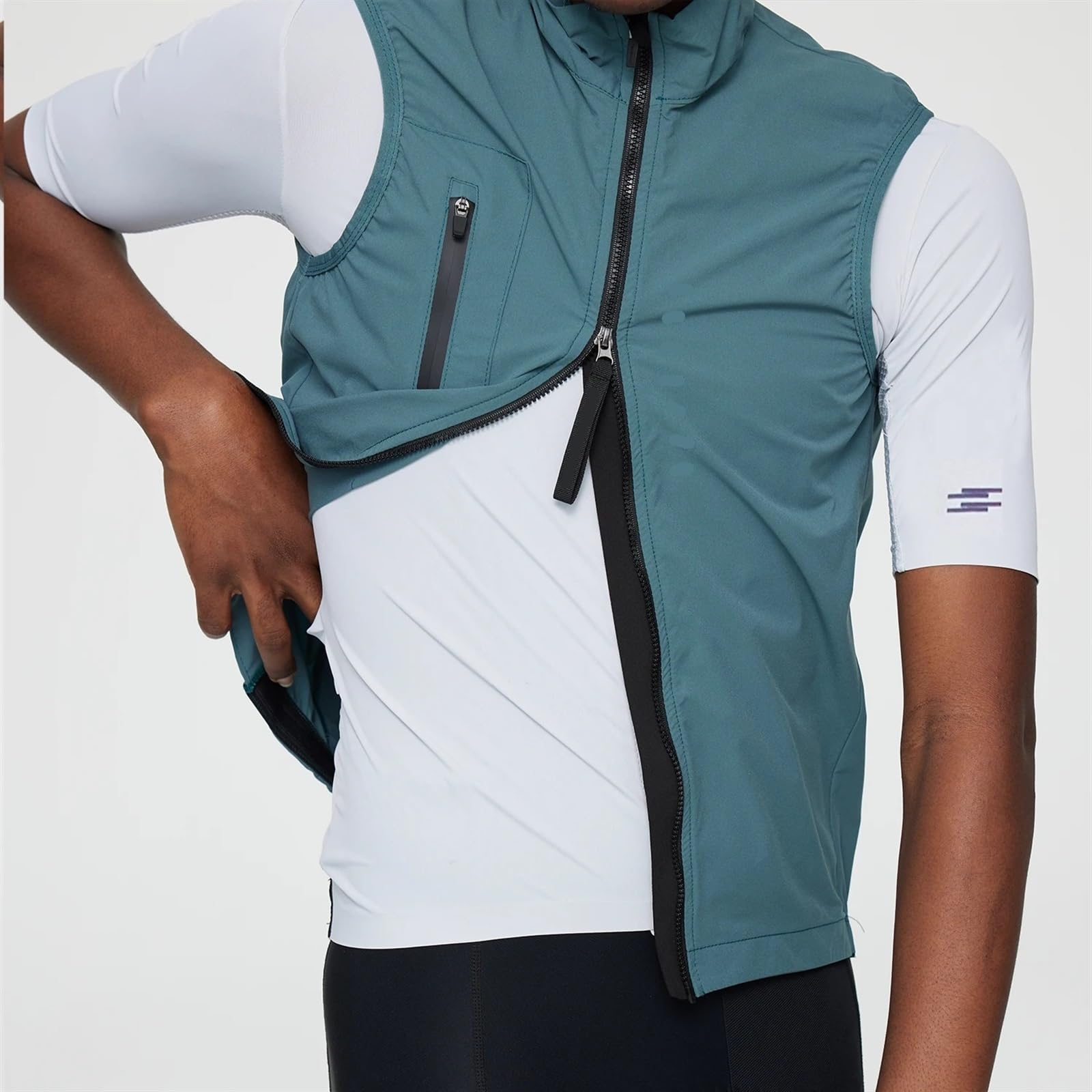Chaleco Ciclismo Chaleco clásico ligero y resistente al viento for ciclismo for todas las estaciones, tejido elástico for hombre con cremallera bidireccional
