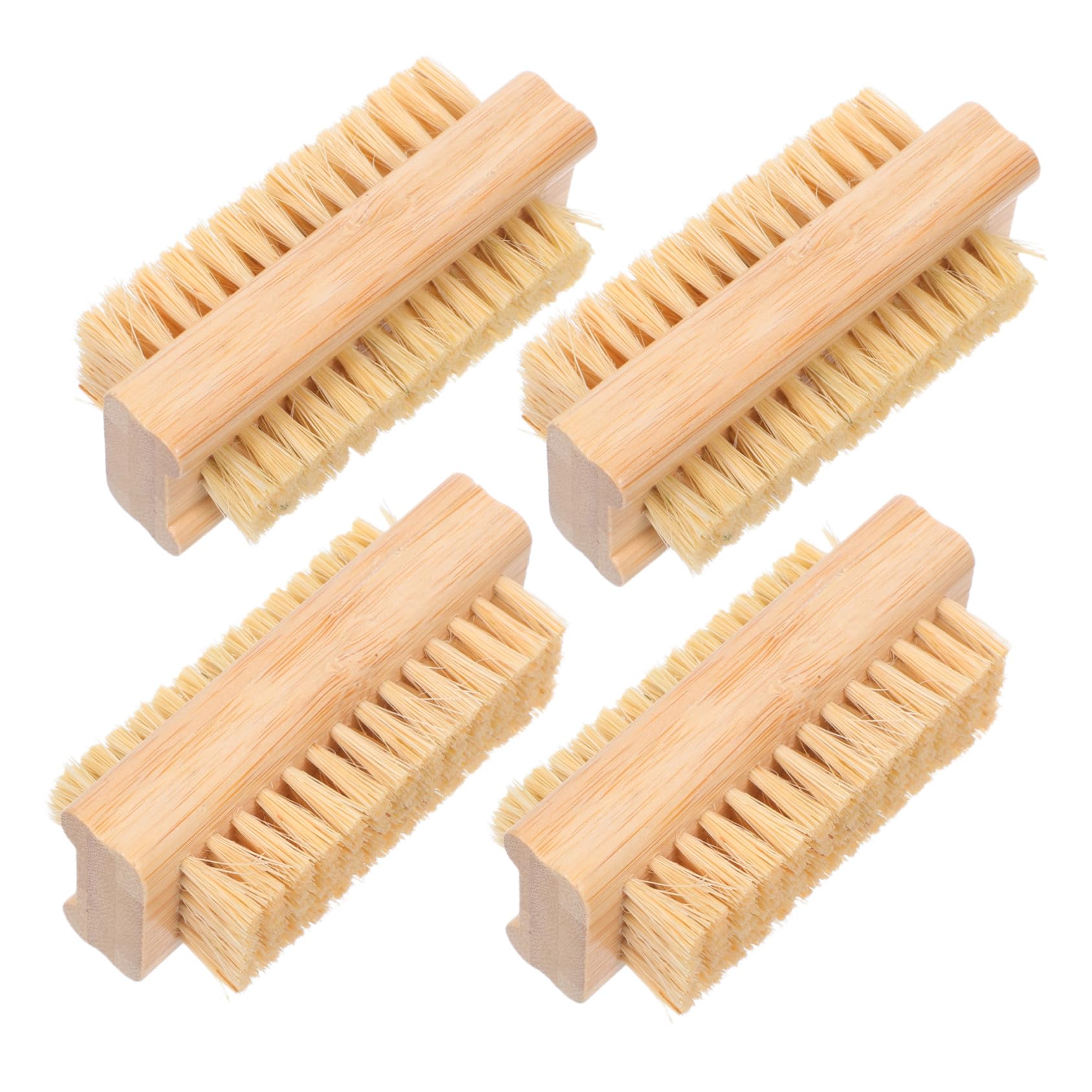 4 Pezzi Spazzole per Unghie in Bamboo con Setole di Cinghiale e Juta Spazzolino Doppia Faccia per Pulizia Cuticole e Manicure Professionale per Tecnici e Uso Quotidiano