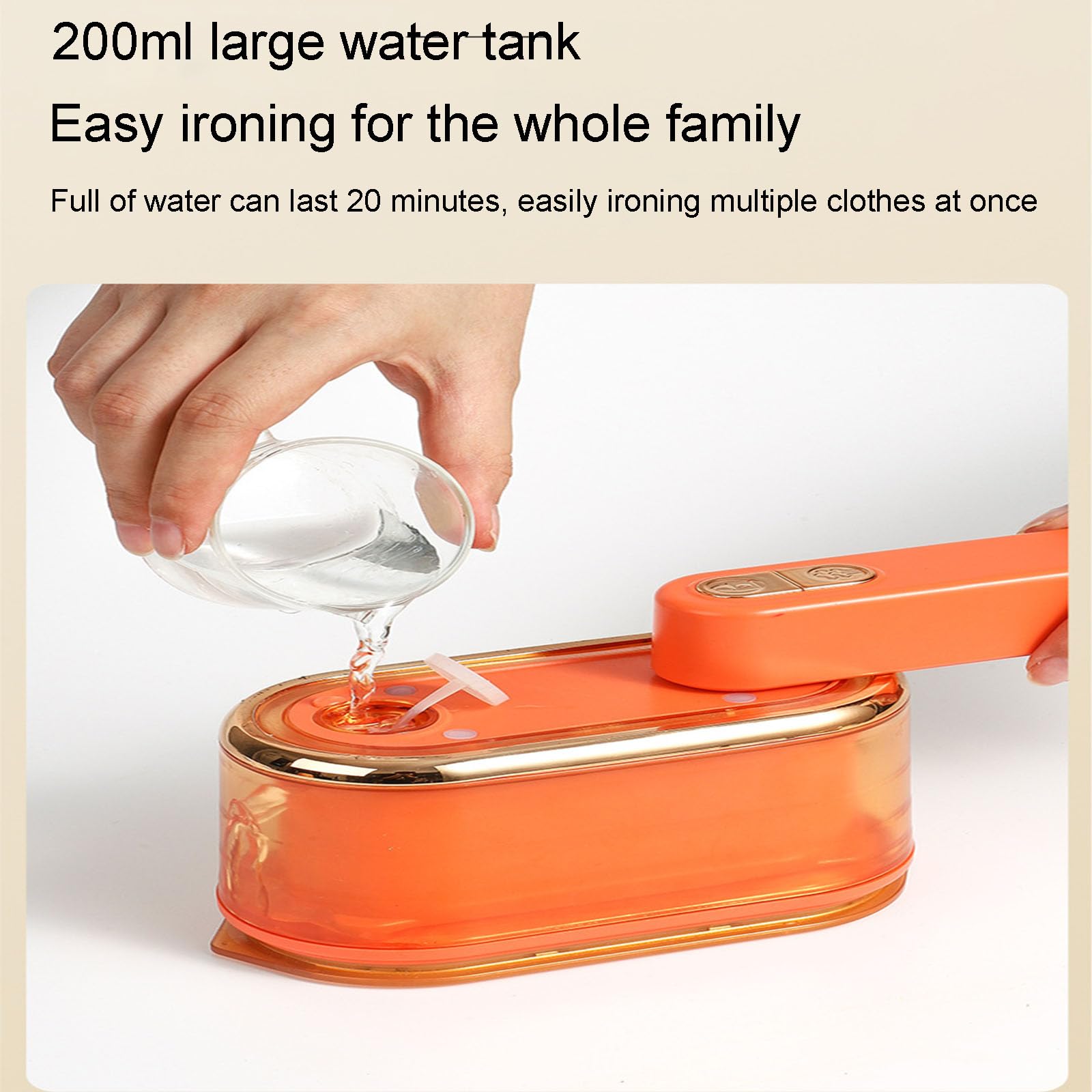 Handbügelmaschine, effiziente Faltenentfernung, 200 ml Wassertank, intelligente Temperaturkontrolle, leicht und tragbar, doppelspitziges Design