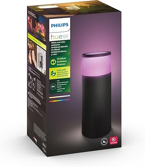 Philips Hue Calla Outdoor Smart Pathway Light - White & Color Ambiance LED Walkway Lights - Low Voltage Lighting - 1 Pack - Requires Bridge and Power Supply - Control with App and Voice - Weatherproof