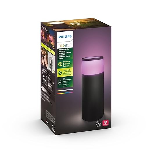 Philips Hue Calla White & Color Ambiance Outdoor Smart Pathway light extension (Hue Hub & Base Kit), 1 Hue White & Color Pathway light + mounting kit, Works with Alexa, HomeKit & Google Assistant