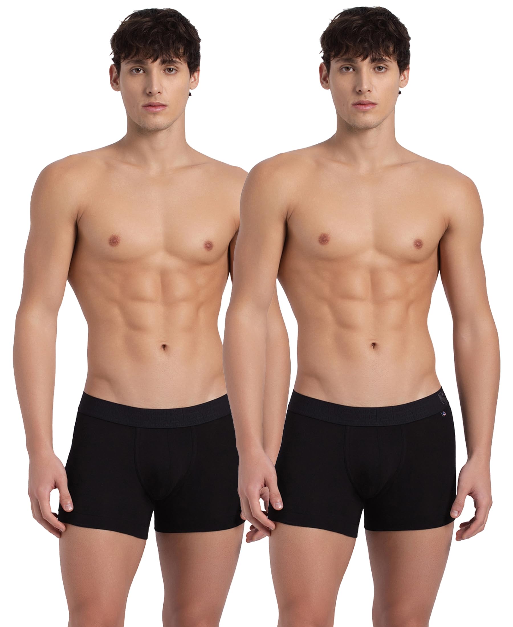 US60 Men's Super Combed Cotton Elastane Stretch Solid Trunk with Ultrasoft Waistband (Pack of 2)