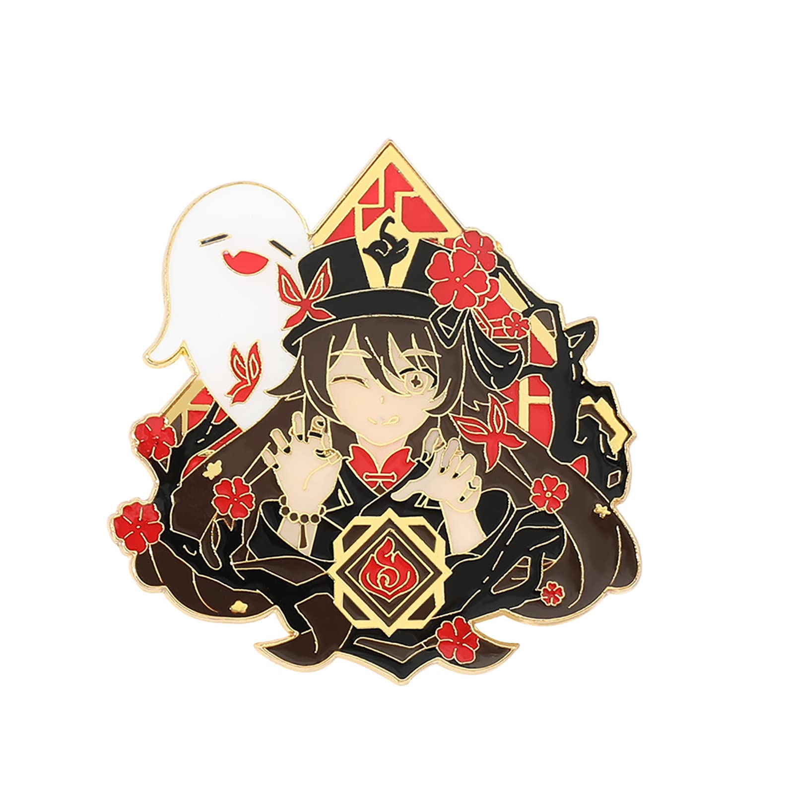 Genshin Impact Crystal Retro Badge For Hu Tao, Classic Anime Badge Accessories, Gifts For Anime Fans, Collection Souvenirs.