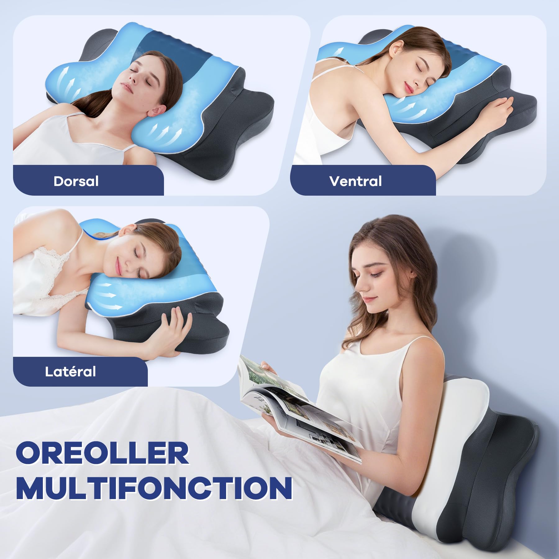 DONAMA Nackenkissen Memory Foam, 2 in 1 für Seiten- & Rückenschläfer