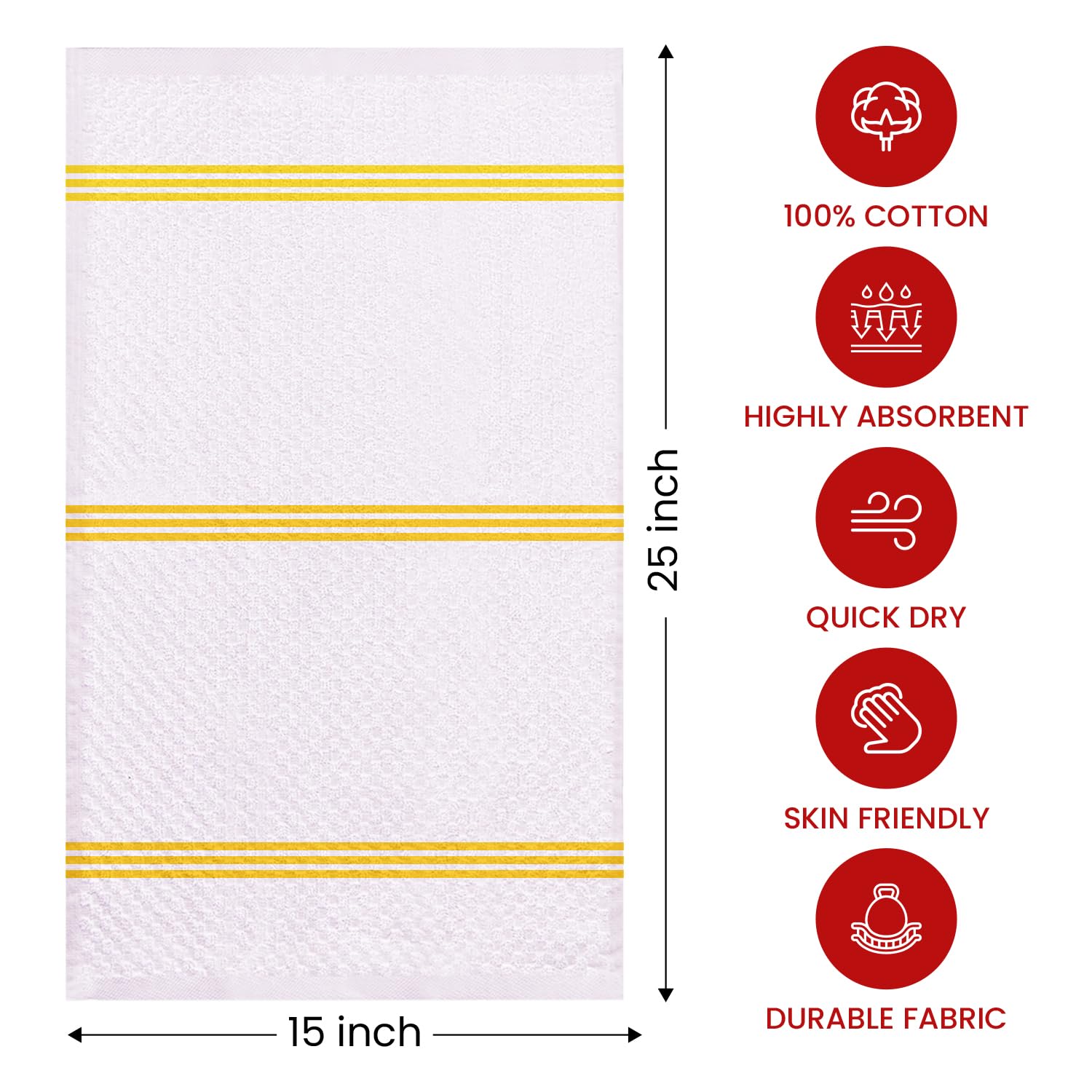 Infinitee Xclusives Premium Tea Towels, Radiant Yellow, Kitchen Towels - 6 Pack - Image 3