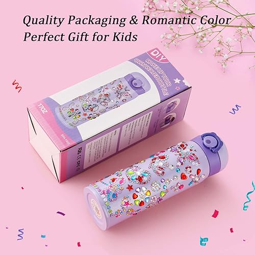 Miniatura 2 de Regalos para niñas, decora tus propias botellas de agua con calcomanías de gemas de diamantes de imitación, regalos de cumpleaños para niños,