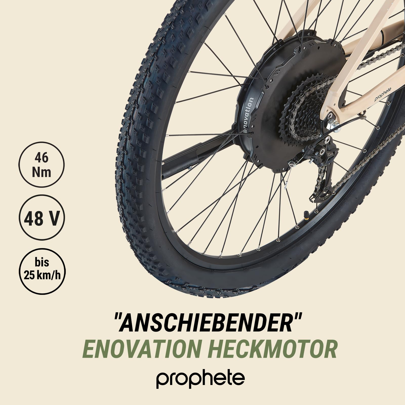 Prophete DICE 2.0 E-MTB 29", E-Mountainbike | Hinterradmotor 48V, 250W, 46Nm, 9-Gang Kettenschaltung, 130 km Reichweite (480 Wh), Suntour XCT Federgabel