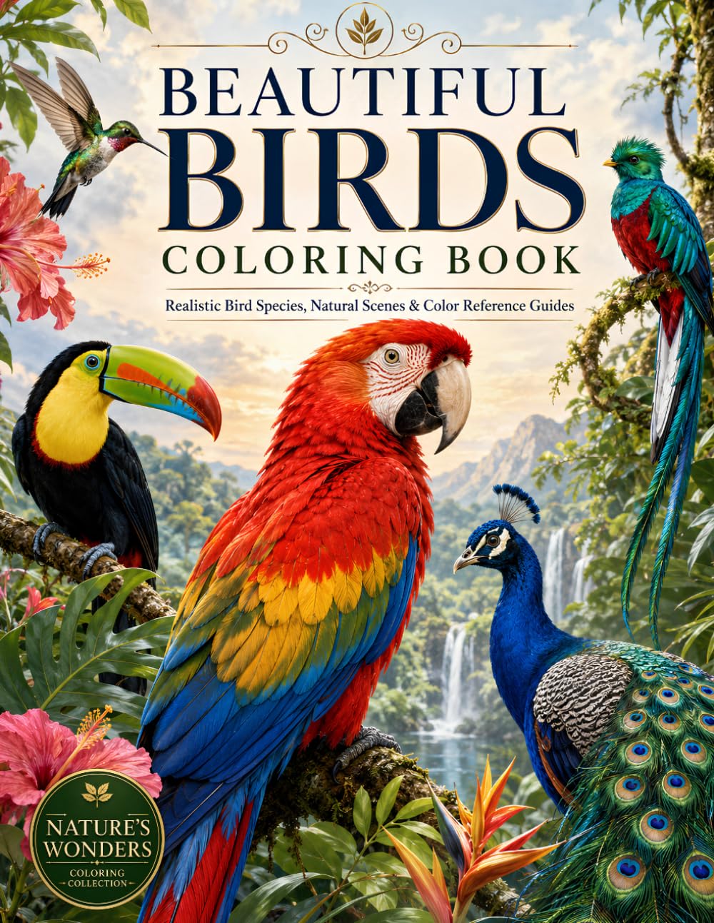 Beautiful Birds Coloring Book: Realistic Birds of the World, Natural Habitats & Relaxing Coloring Pages with Color Reference Guides for Adults and Teens (Nature’s Wonders Coloring Collection)