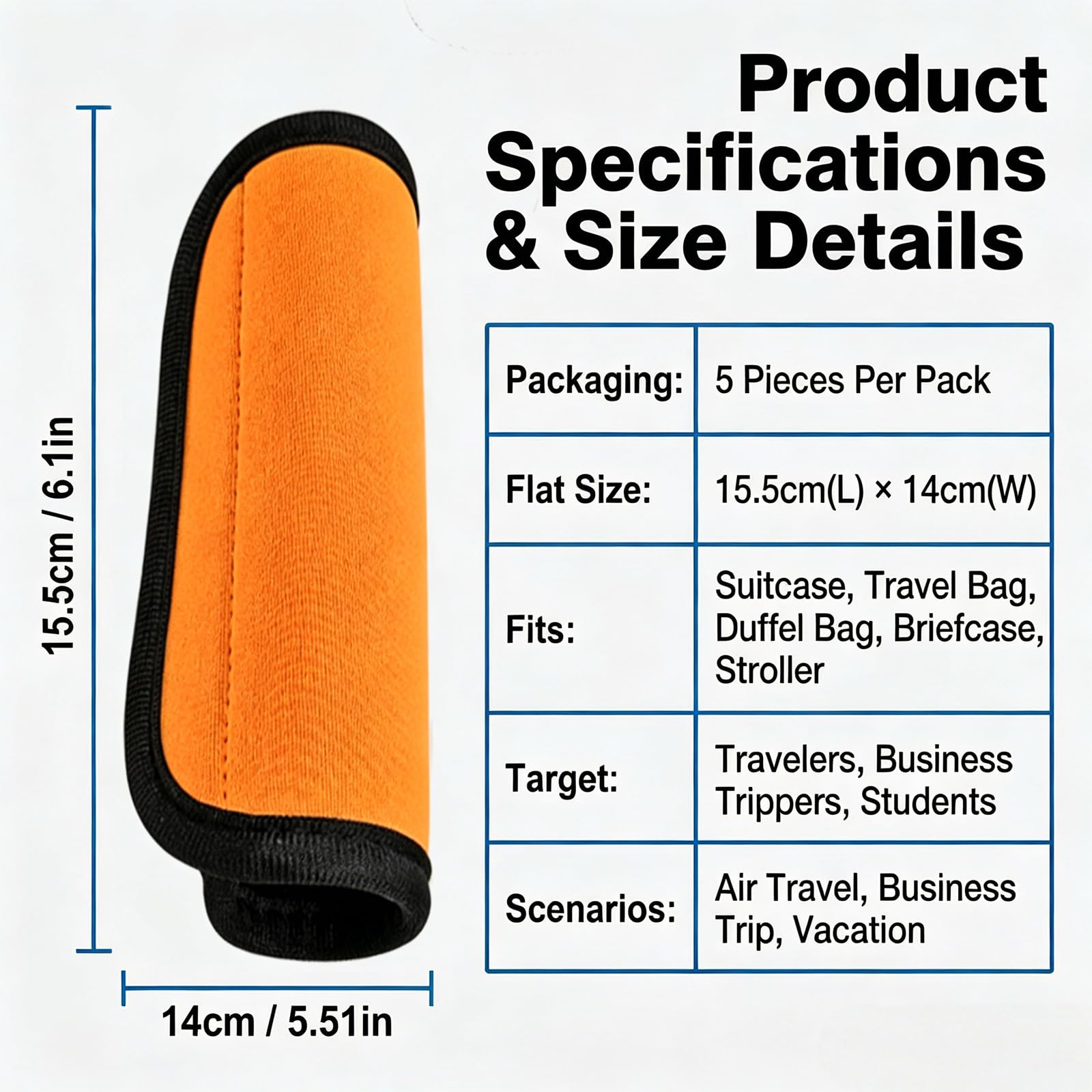 5 Pezzi Arancio Neoprene Bagaglio Maniglia Custodie Morbida Valigia Maniglia Maniglia Copertura Bagagli Pendente Ident Ifika Cancelli Accessori Da Viaggio per Valigia Borsa