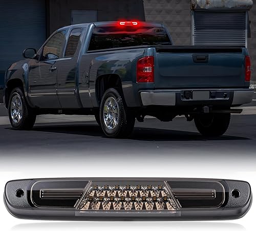 Miniatura 8 de Tercera luz de freno LED compatible con Silverado Sierra 2007-2013 1500 2500 3500 1500HD 2500HD 3500HD 3 luz de freno, luz de freno central trasera,