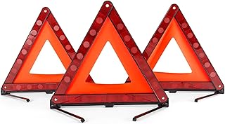 DEDC Warning Triangle, Foldable Safety Triangle, Triple Warning Kit, Warning Triangle Reflector, Roadside Hazard Sign, Triangle Symbol for Emergency with Storage Bag (3 Pack)