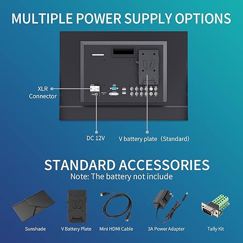 Miniatura 7 de SEETEC P215-9HSD-CO 21.5 pulgadas 3G SDI 4K HDMI Broadcast Carry on Director Monitor con Full HD 1920x1080 3 Color Tally Light