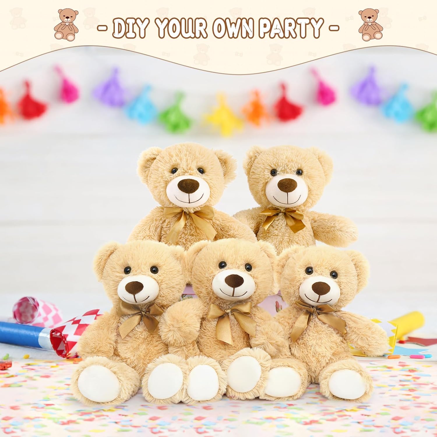 MaoGoLan 9 Pack Teddy Bears Bulk for Baby Shower, 14" Small Teddy Bear Plush Toy, Cute Stuffed Bears Bulk for Kids Girlfriend, Wholesale Small Bear for Wedding,Birthday,Christmas, Party Decorations