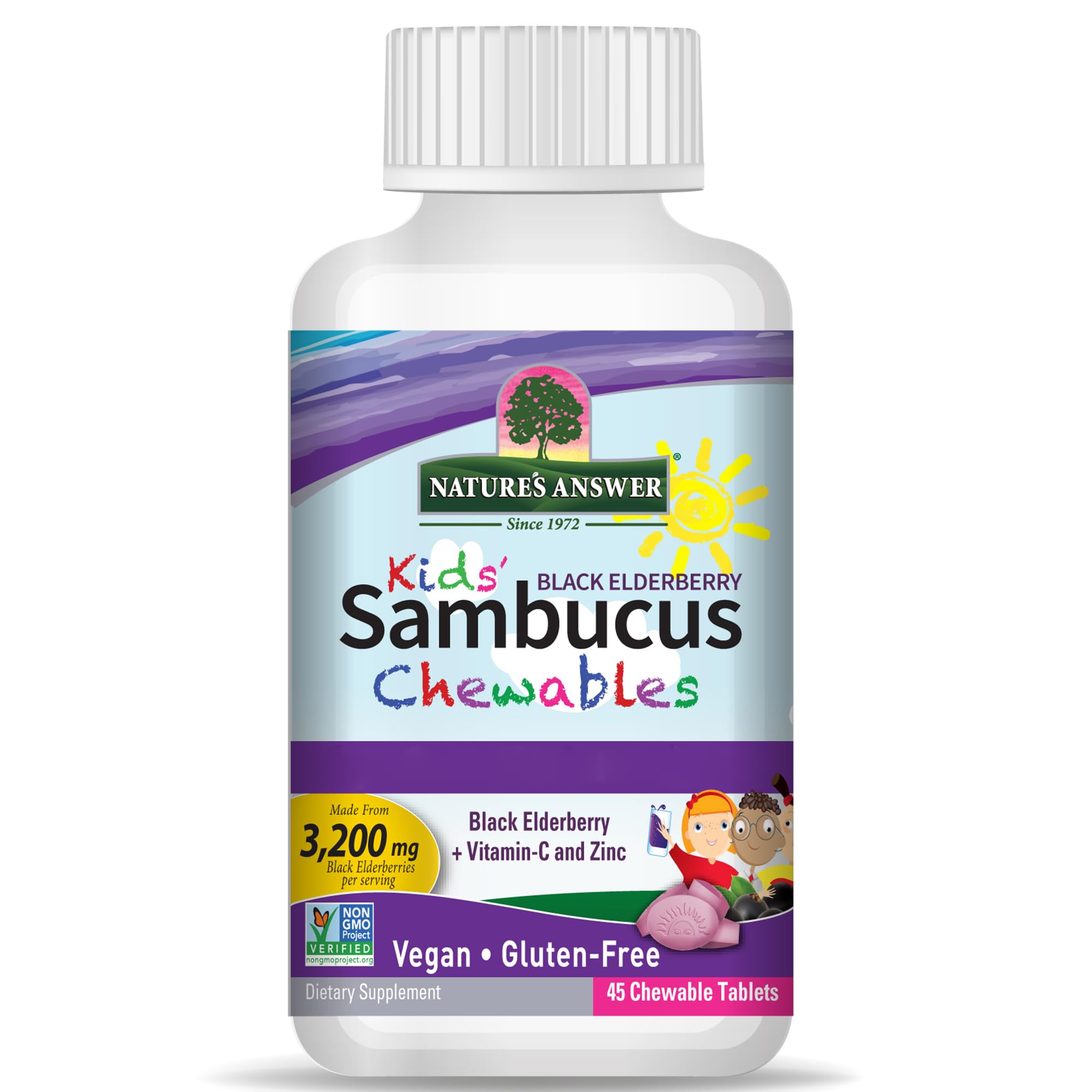 Nature’s Answer Kids’ Sambucus Kautabletten, 3200mg, 45 Stück