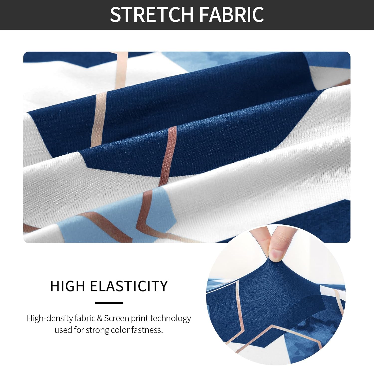 Gibelle Dining Room Chair Covers Set of 4, Soft Stretch Kitchen Chair Covers Slipcover Protector, Removable Washable Geometric Parson Chair Covers 4 Pack, Navy Blue