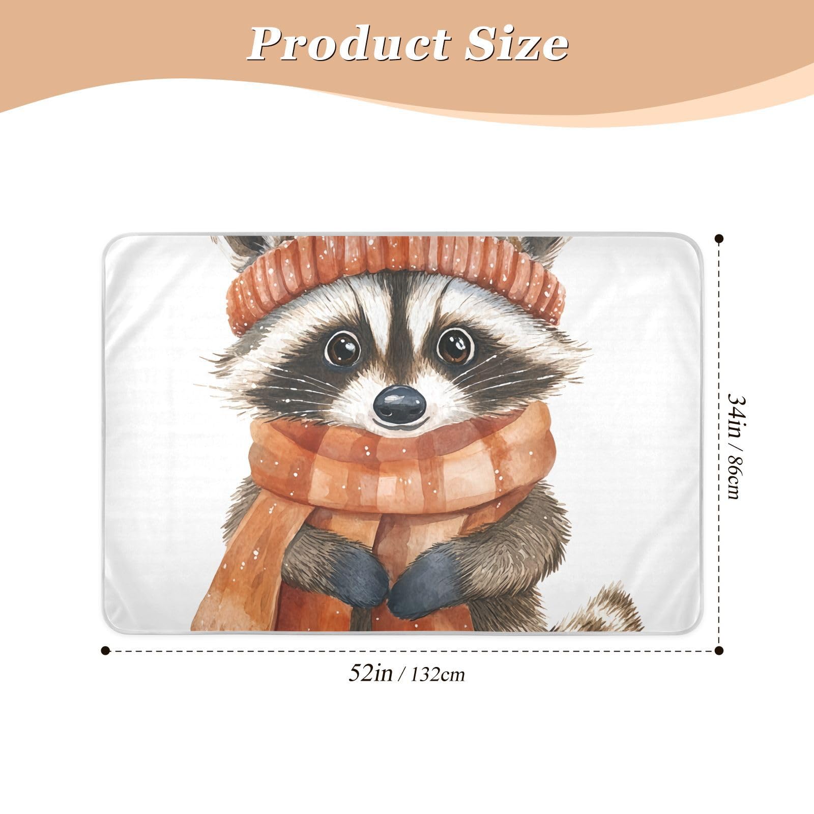 Lovely Raccoon Orange Scarf Mattress Pee Protector, Pee Pad for Kids Bed Washable, Reusable Bed Pads for Incontinence