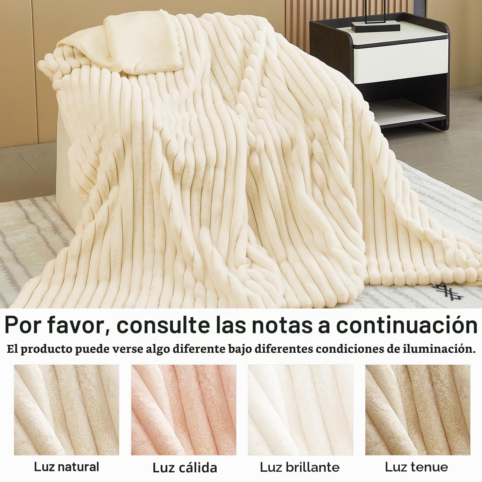 TOPCHANCES Mantas para Cama,Manta De Algodón Extrasuave,Disponible en Todas Las Estaciones 360/180GSM Tejido De Doble Capa Multiusos De Sofá,Cama O De Sala De Estar(Beige,130x160cm)