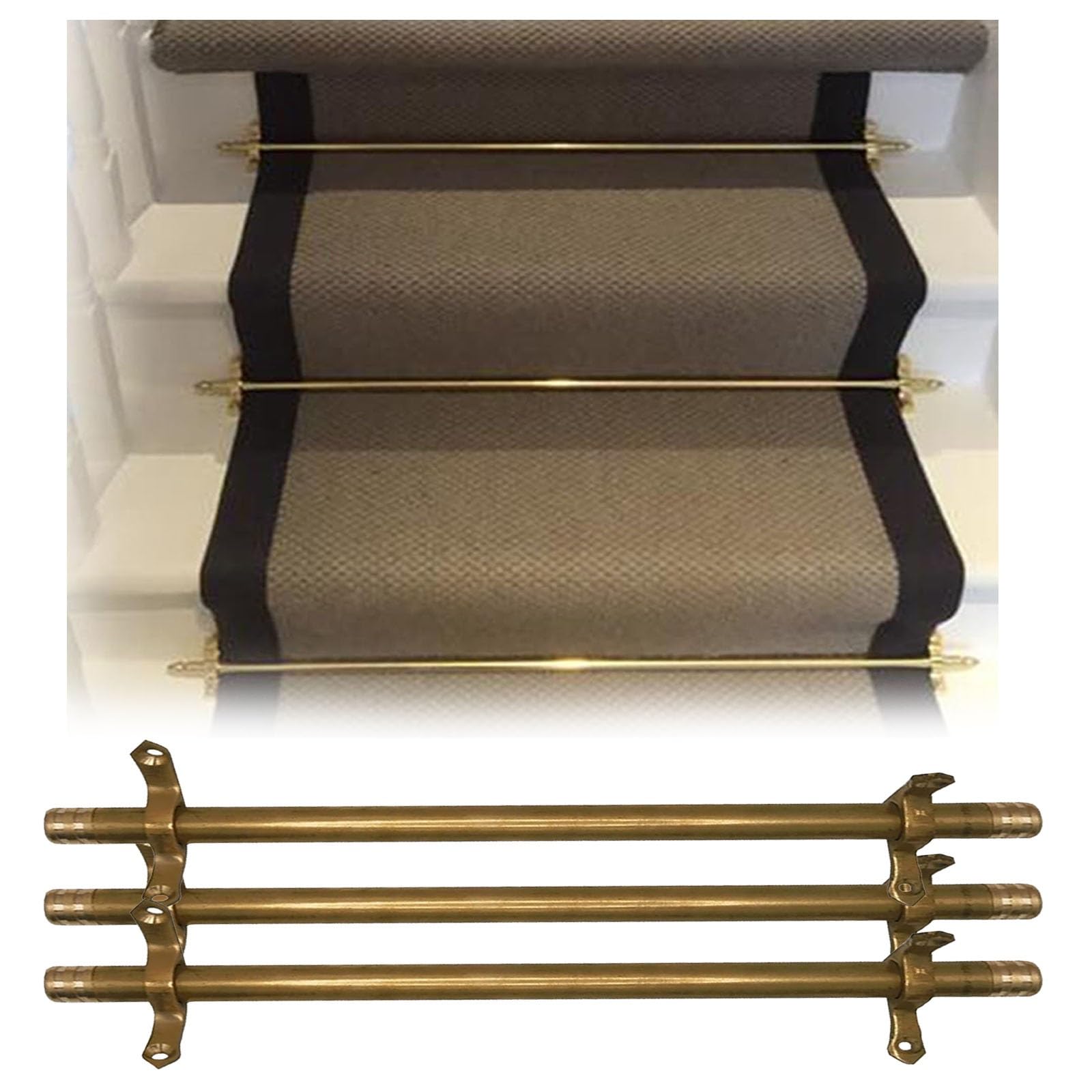 Barres d'escalier en laiton antique 71 cm fixations incluses Ipwe05