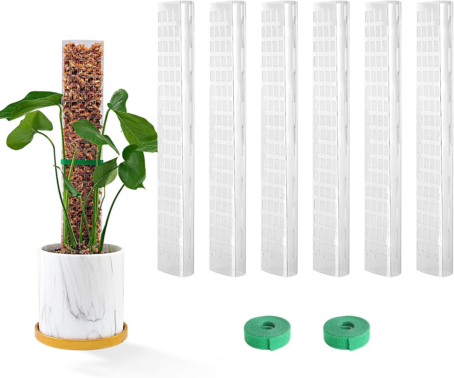 Bluepro 15 Inch 6 Pcs Plastic Moss Pole for Plants Monstera, 6×15'' Plant Poles for Climbing Plants, Plant Support for Indoor Plants Work with Sphagnum Moss