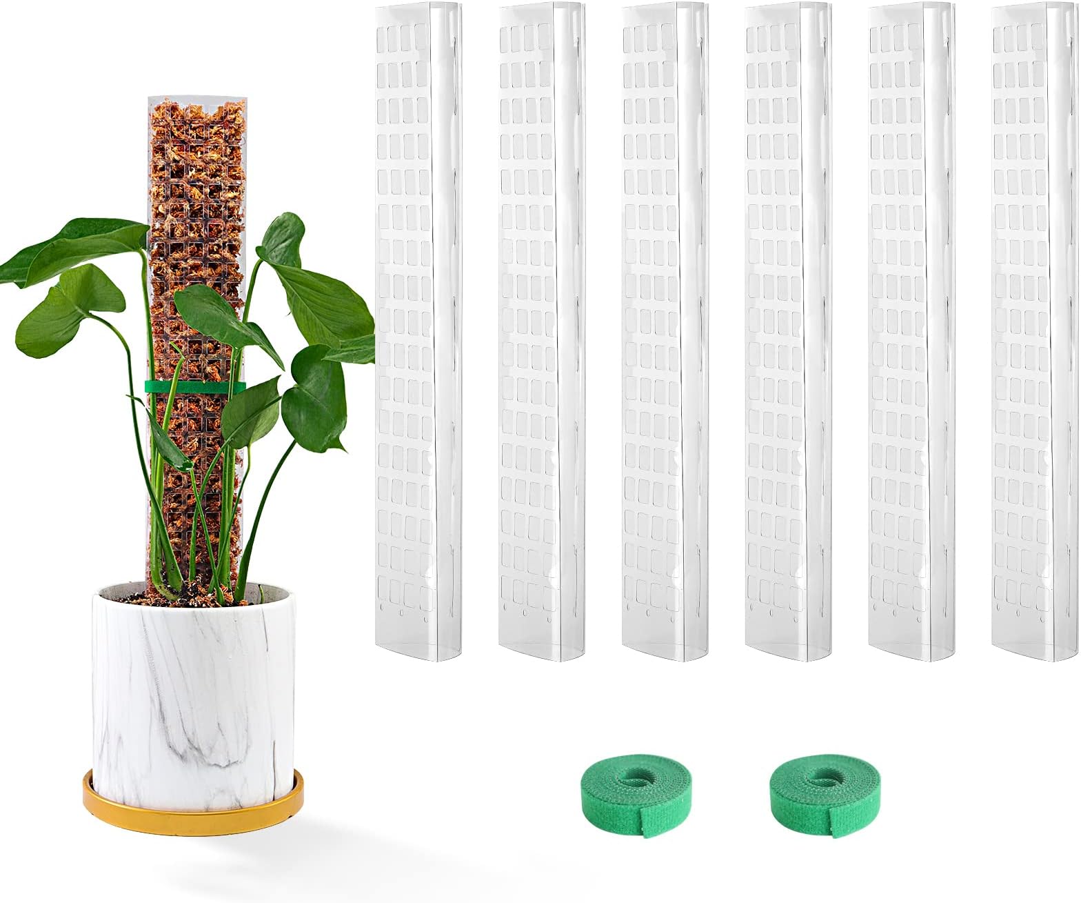 Bluepro 15 Inch 6 Pcs Plastic Moss Pole for Plants Monstera, 6×15'' Plant Poles for Climbing Plants, Plant Support for Indoor Plants Work with Sphagnum Moss