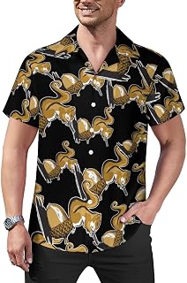 Nutty Squirrel Mens Shirts Hawaiian Short Sleeved Cuban Collar Graphic Tees Tops