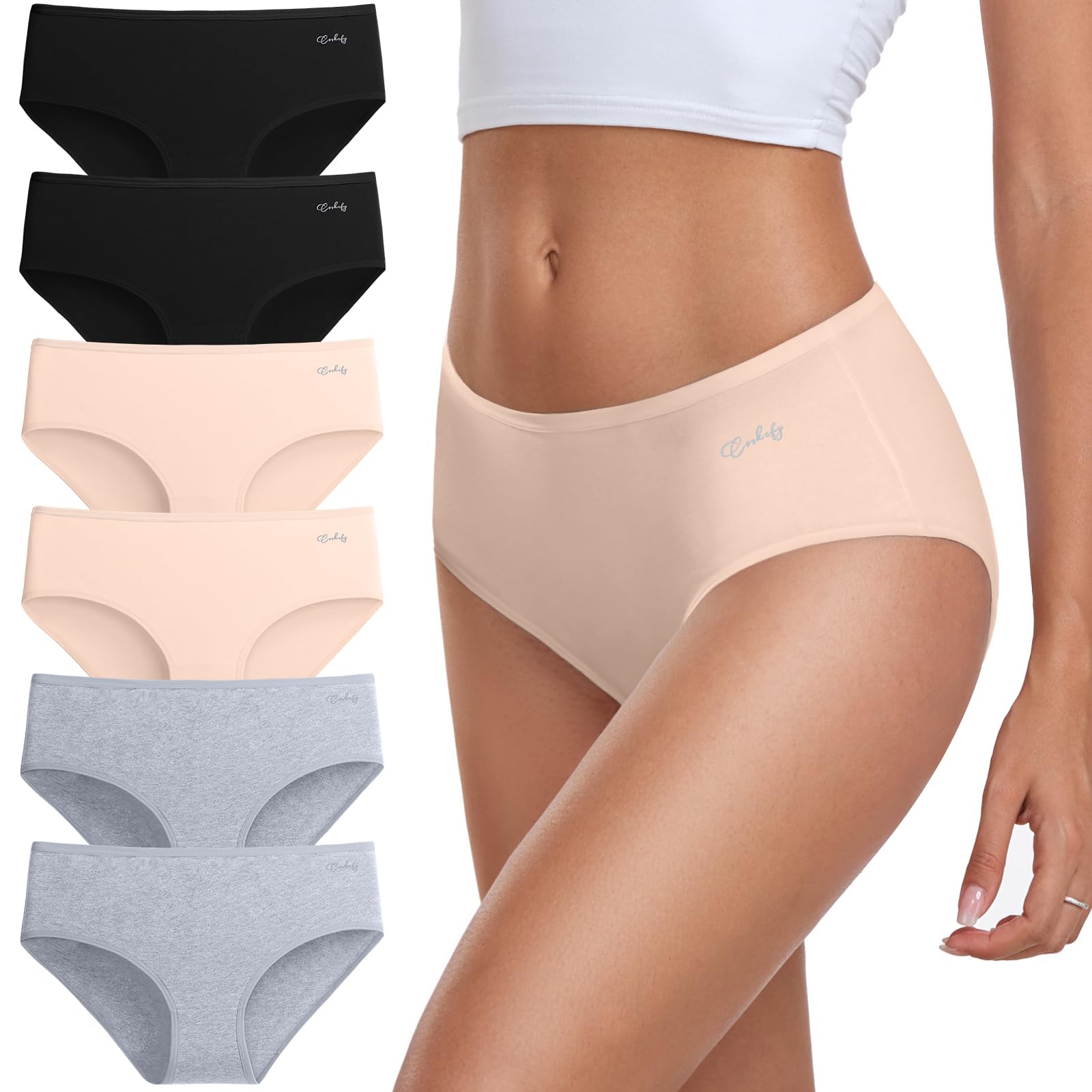 coskefy Unterhosen Damen, 6er Pack Slips Damen Baumwolle, Bequeme Frauen Unterwäsche, Atmungsaktiv Panties Weich